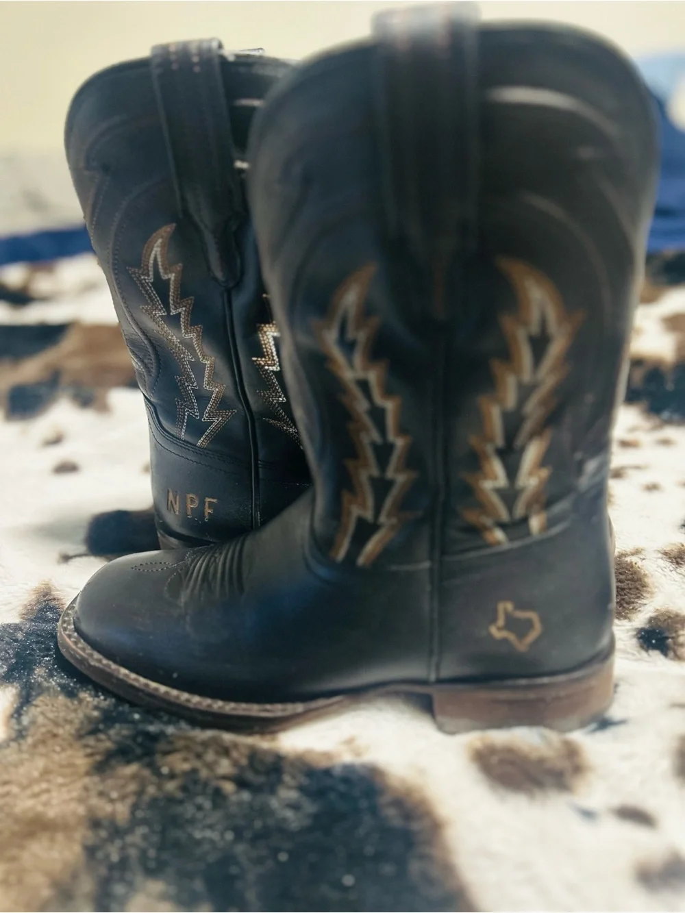 Tecovas Black Leather Western Cowboy Boots with Embroidery